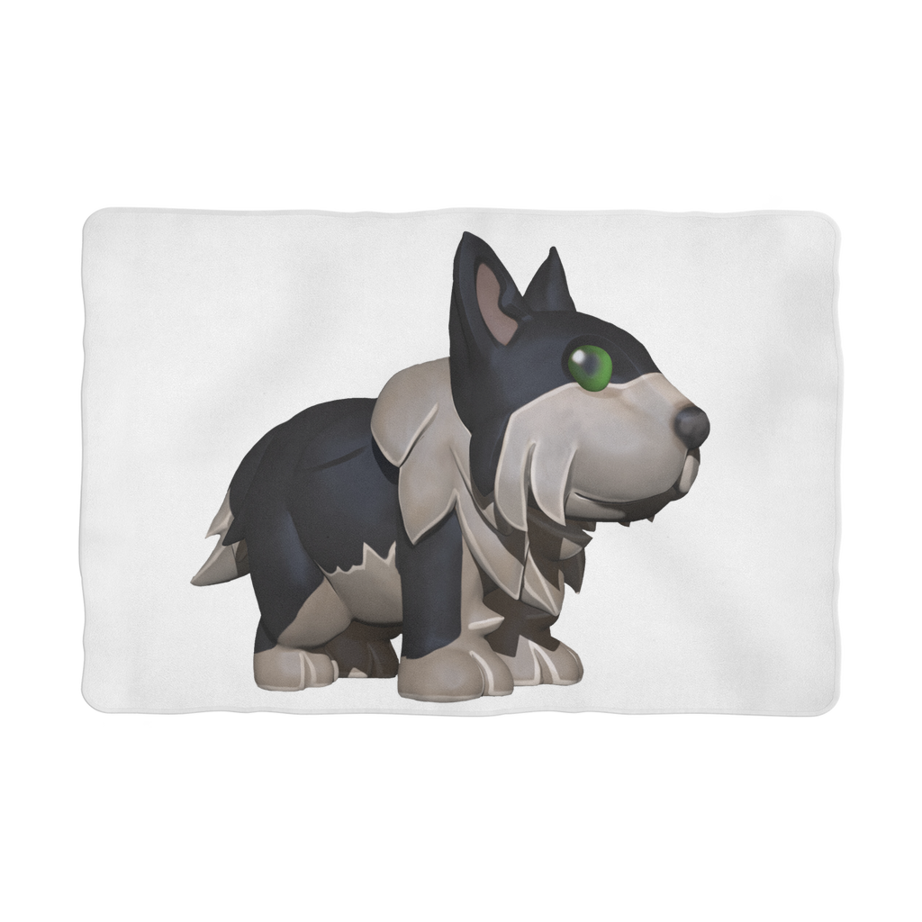 Black Dog Sublimation Pet Blanket made of soft 100% polyester polar fleece, featuring a stylish print on one side and a white back.