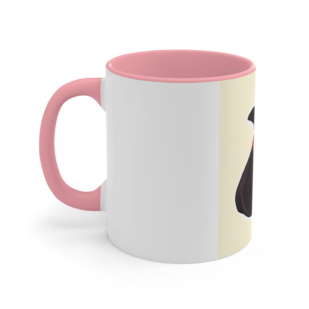 A stylish Black Kitty Accent Mug featuring a white exterior and a colored interior, perfect for cat lovers.