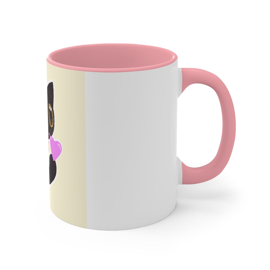 A stylish Black Kitty Accent Mug featuring a white exterior and a colored interior, perfect for cat lovers.
