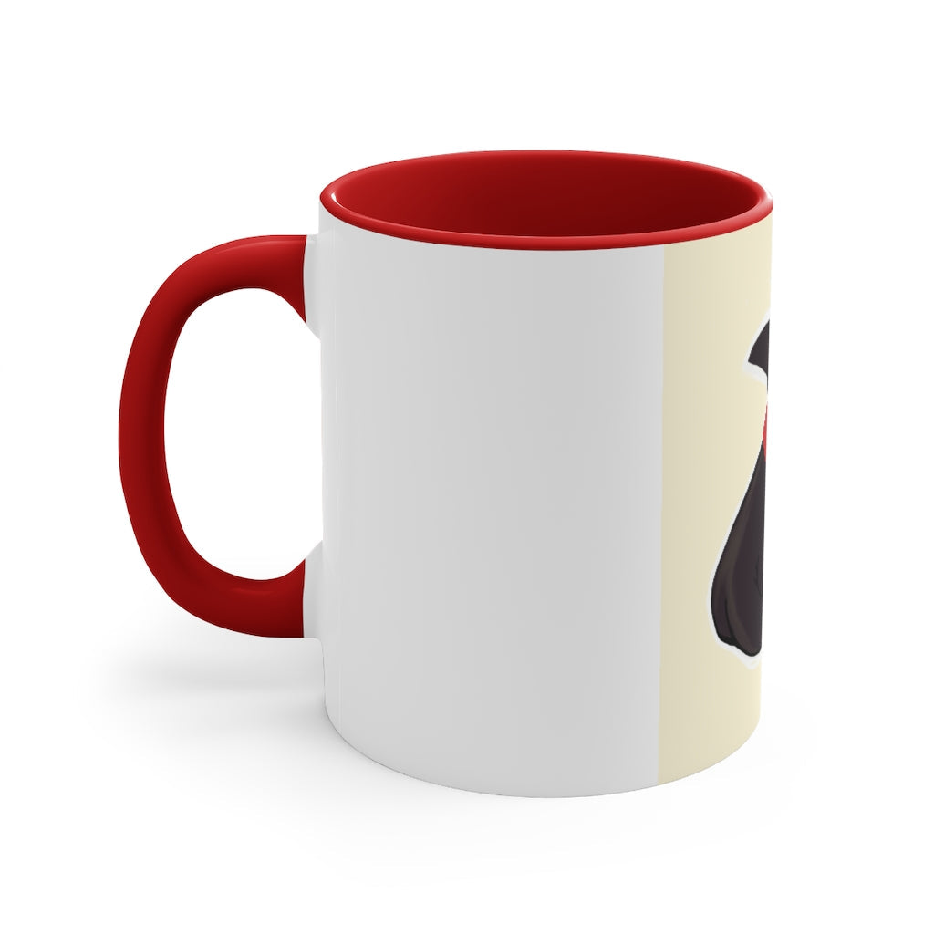 A stylish Black Kitty Accent Mug featuring a white exterior and a colored interior, perfect for cat lovers.