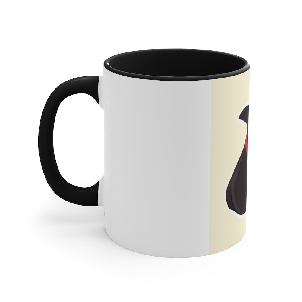 A stylish Black Kitty Accent Mug featuring a white exterior and a colored interior, perfect for cat lovers.