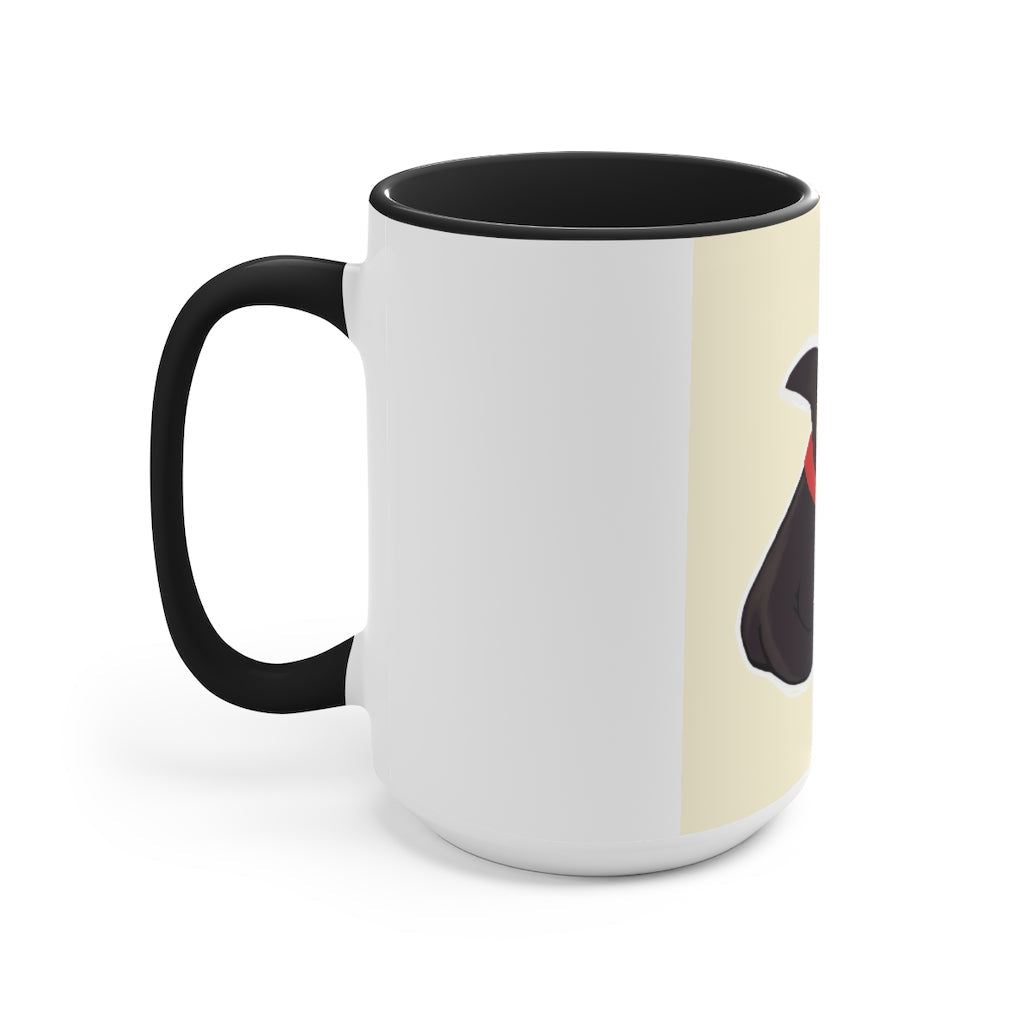 A stylish Black Kitty Accent Mug featuring a white exterior and a colored interior, perfect for cat lovers.