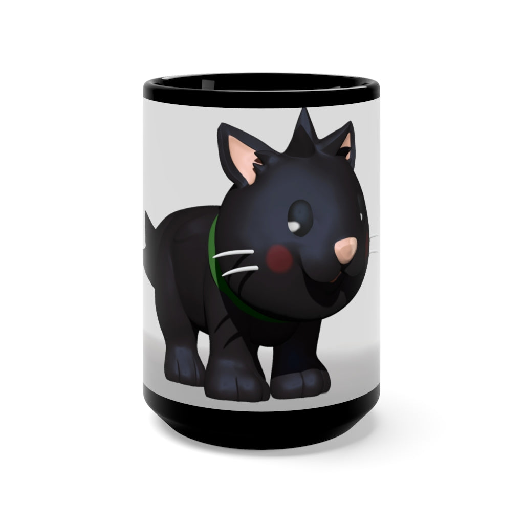 A stylish black ceramic mug with a C-handle, featuring a high-quality sublimation print, perfect for coffee and tea lovers.