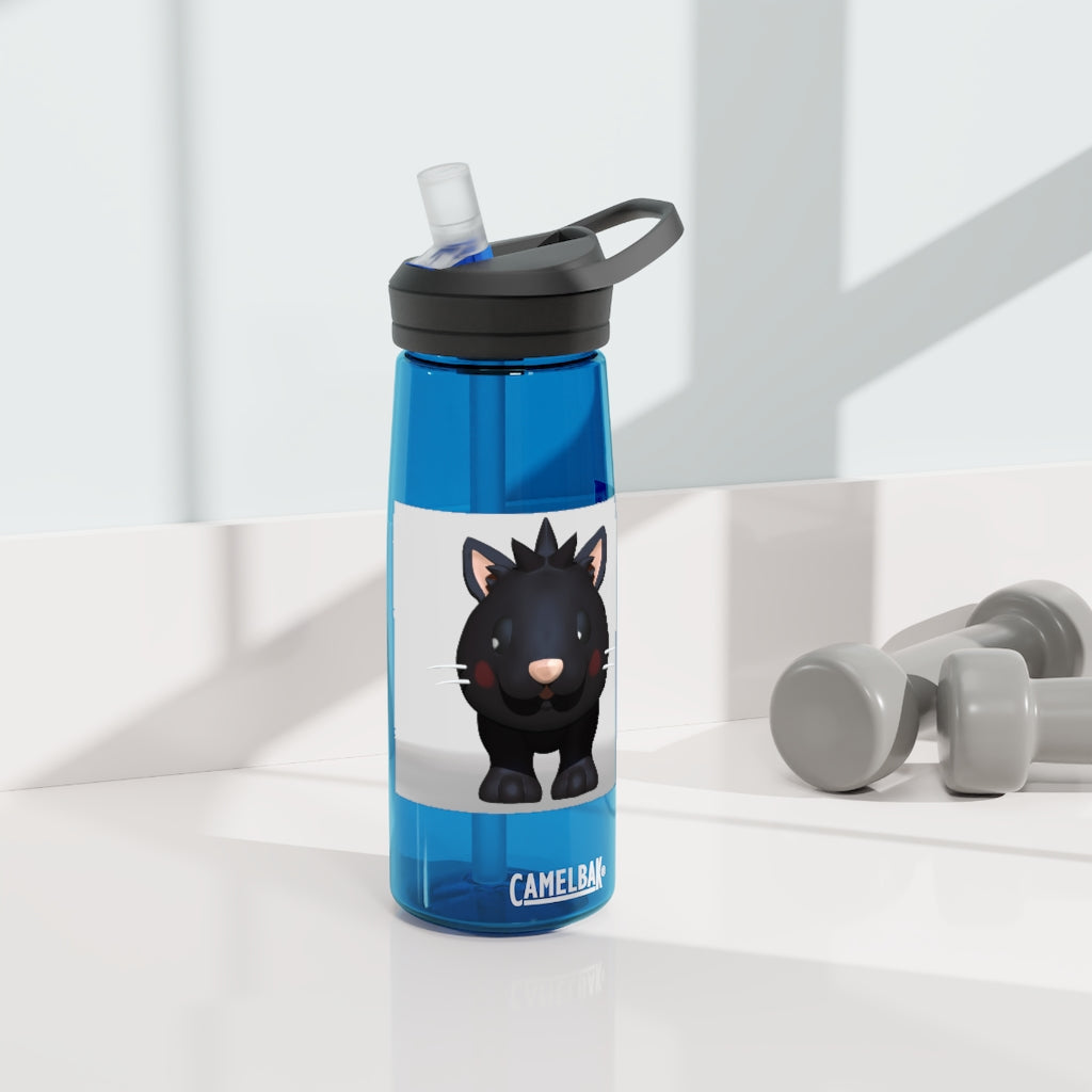 Black Kitty CamelBak Eddy® Water Bottle in 20oz and 25oz sizes, featuring a playful black kitty design.