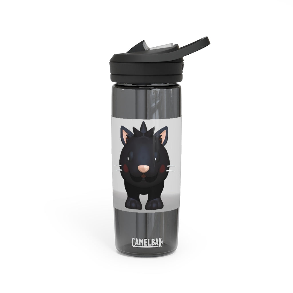 Black Kitty CamelBak Eddy® Water Bottle in 20oz and 25oz sizes, featuring a playful black kitty design.