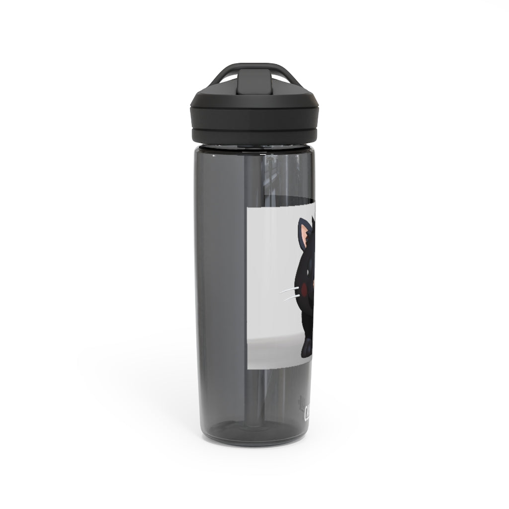 Black Kitty CamelBak Eddy® Water Bottle in 20oz and 25oz sizes, featuring a playful black kitty design.