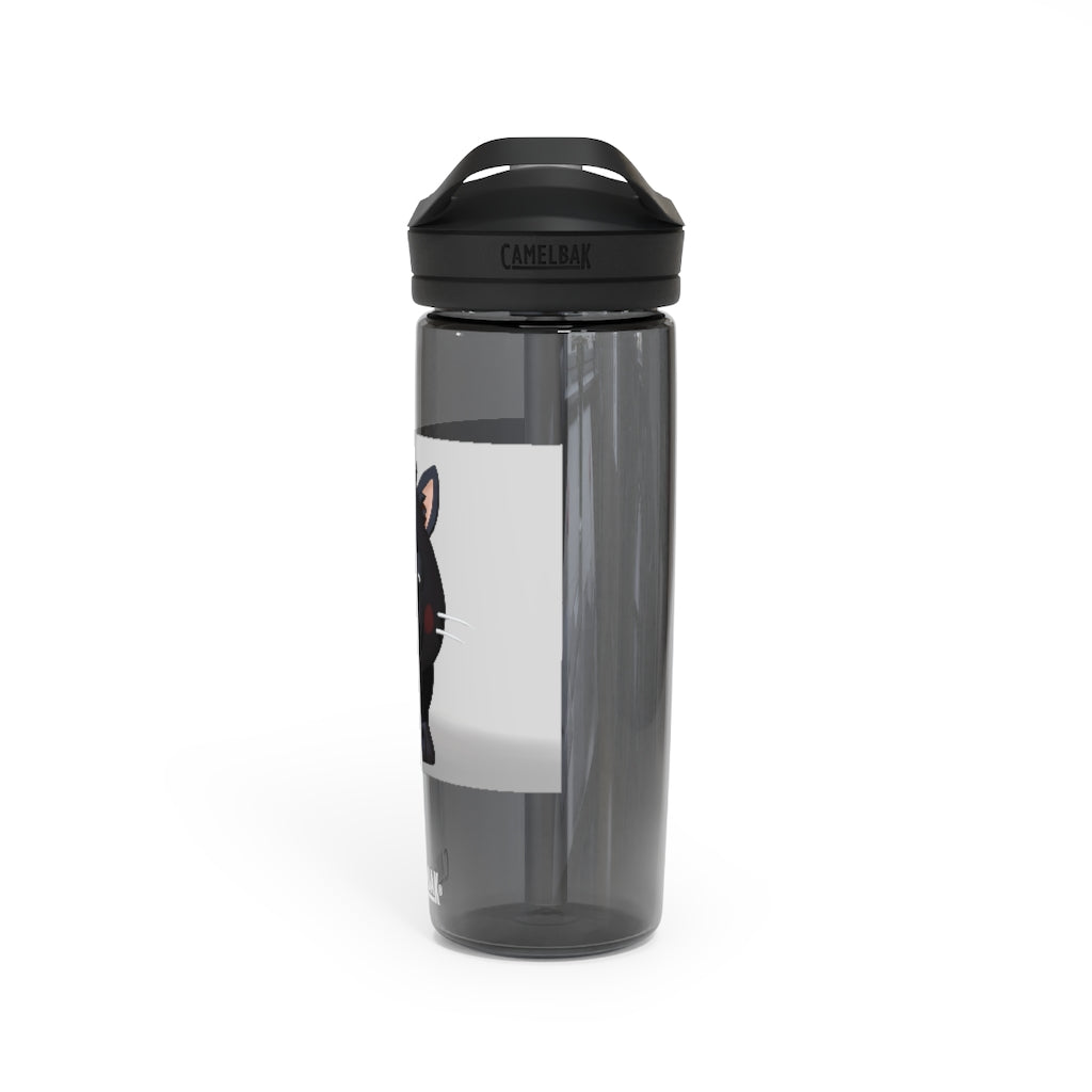Black Kitty CamelBak Eddy® Water Bottle in 20oz and 25oz sizes, featuring a playful black kitty design.
