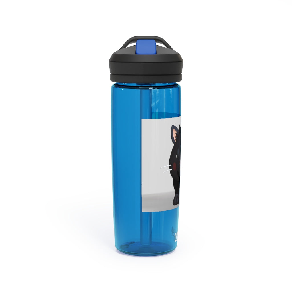 Black Kitty CamelBak Eddy® Water Bottle in 20oz and 25oz sizes, featuring a playful black kitty design.