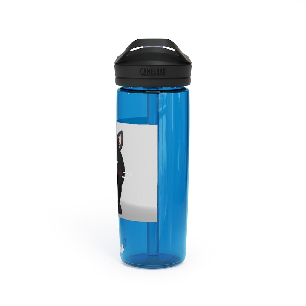 Black Kitty CamelBak Eddy® Water Bottle in 20oz and 25oz sizes, featuring a playful black kitty design.