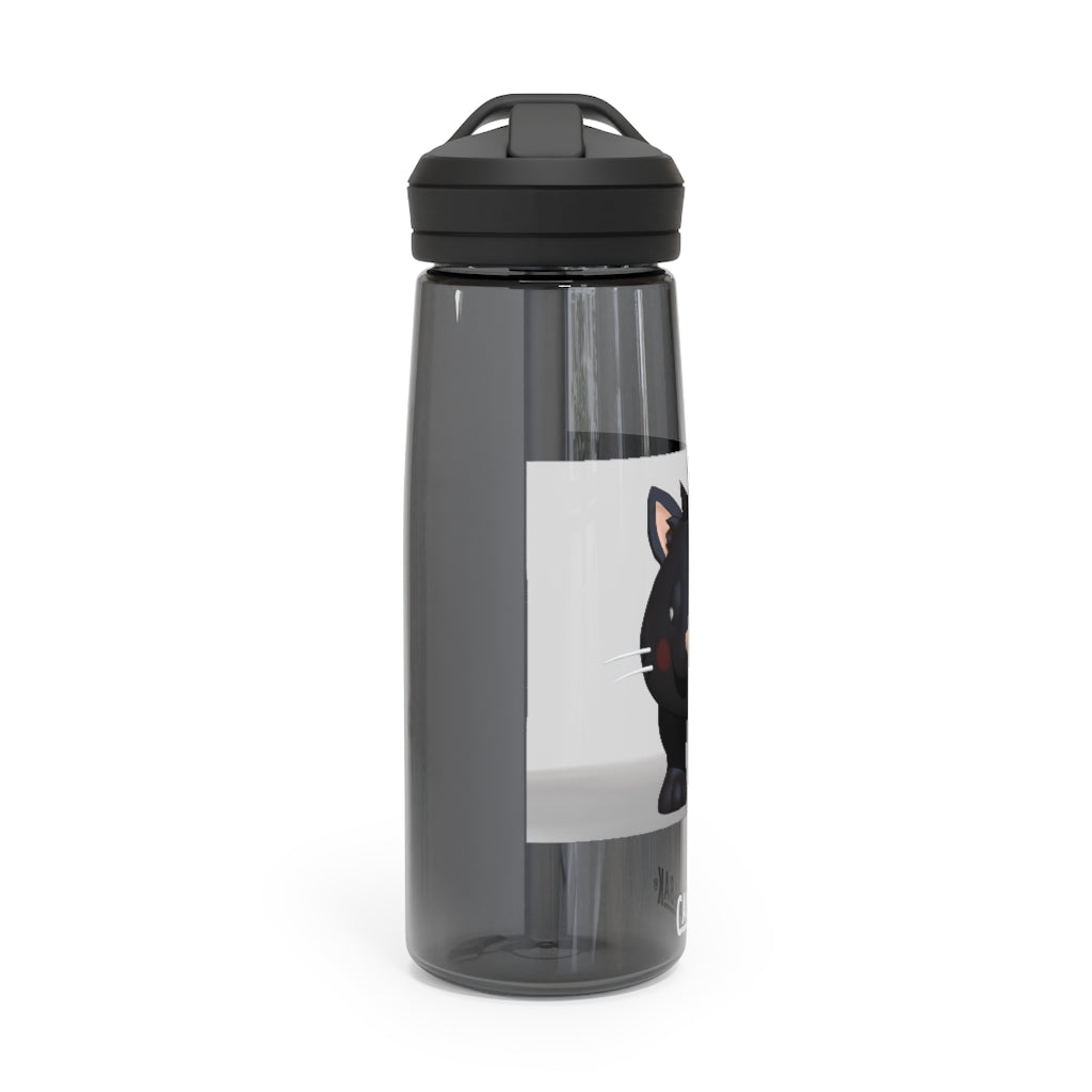 Black Kitty CamelBak Eddy® Water Bottle in 20oz and 25oz sizes, featuring a playful black kitty design.