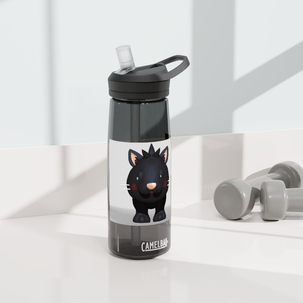 Black Kitty CamelBak Eddy® Water Bottle in 20oz and 25oz sizes, featuring a playful black kitty design.