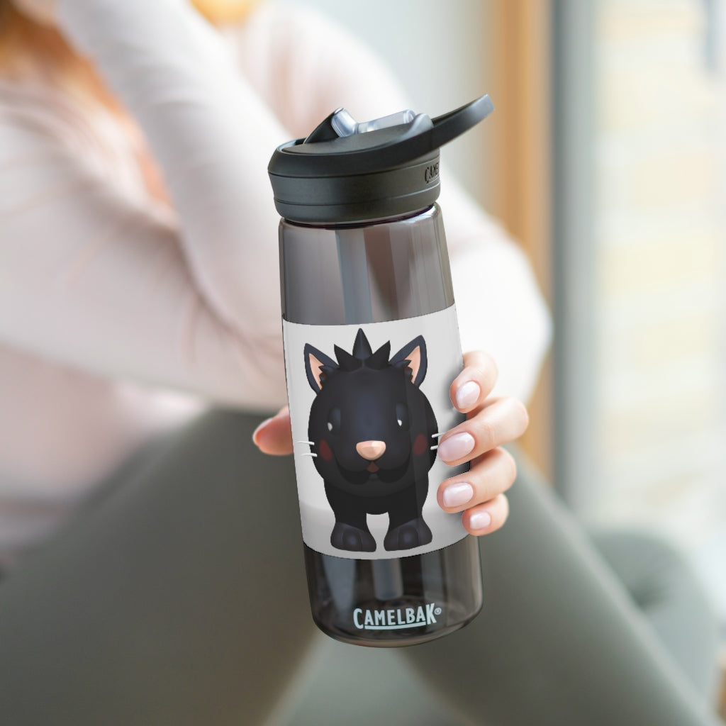 Black Kitty CamelBak Eddy® Water Bottle in 20oz and 25oz sizes, featuring a playful black kitty design.