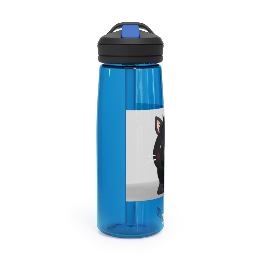 Black Kitty CamelBak Eddy® Water Bottle in 20oz and 25oz sizes, featuring a playful black kitty design.