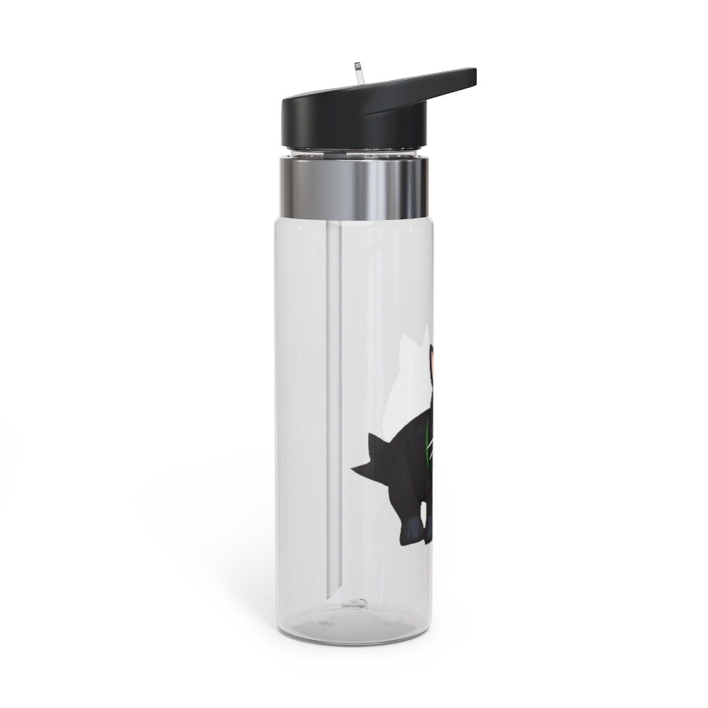 Black Kitty Kensington Tritan™ Sport Bottle, 20oz, featuring a stylish design, screw-on lid, and carabiner hook for easy attachment.