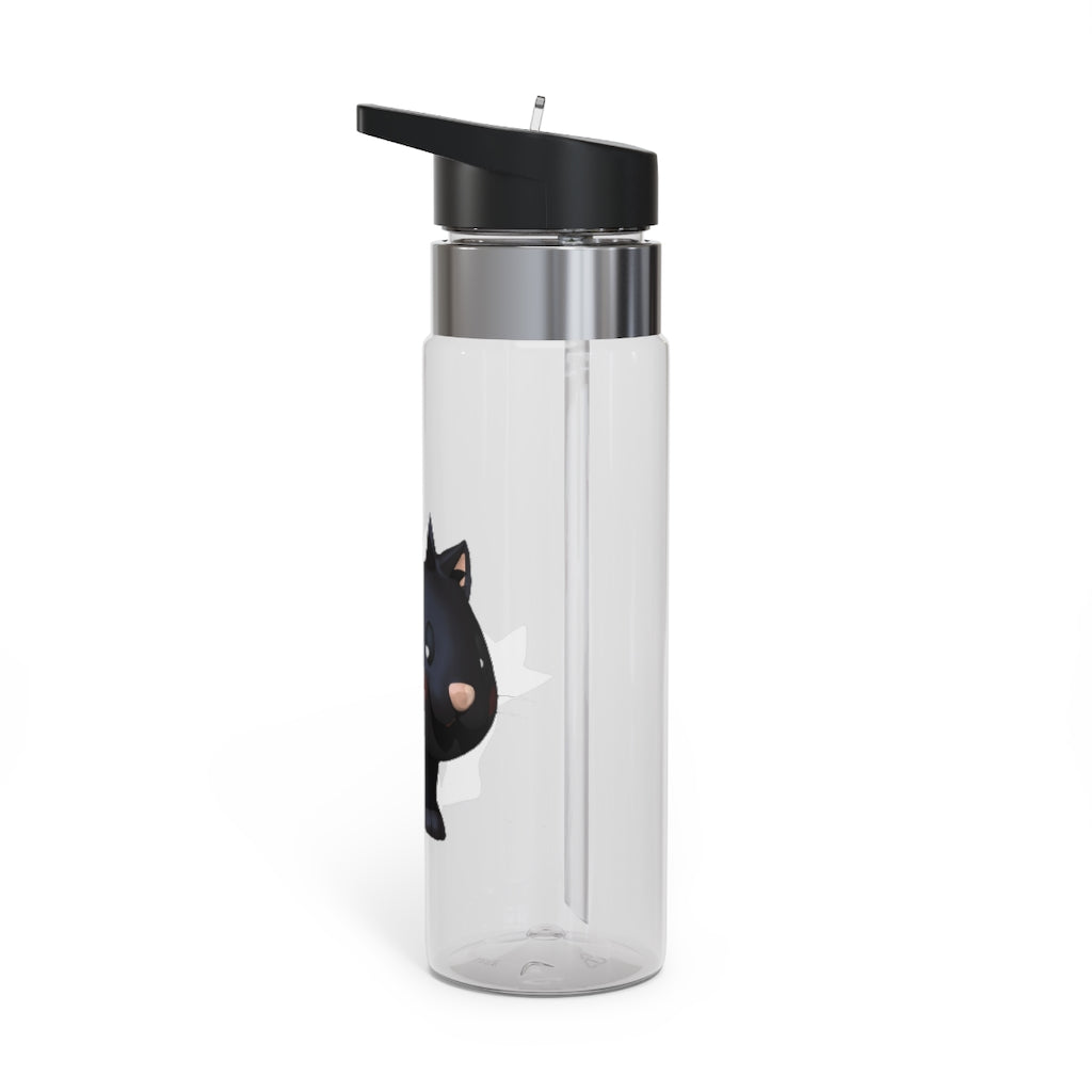 Black Kitty Kensington Tritan™ Sport Bottle, 20oz, featuring a stylish design, screw-on lid, and carabiner hook for easy attachment.
