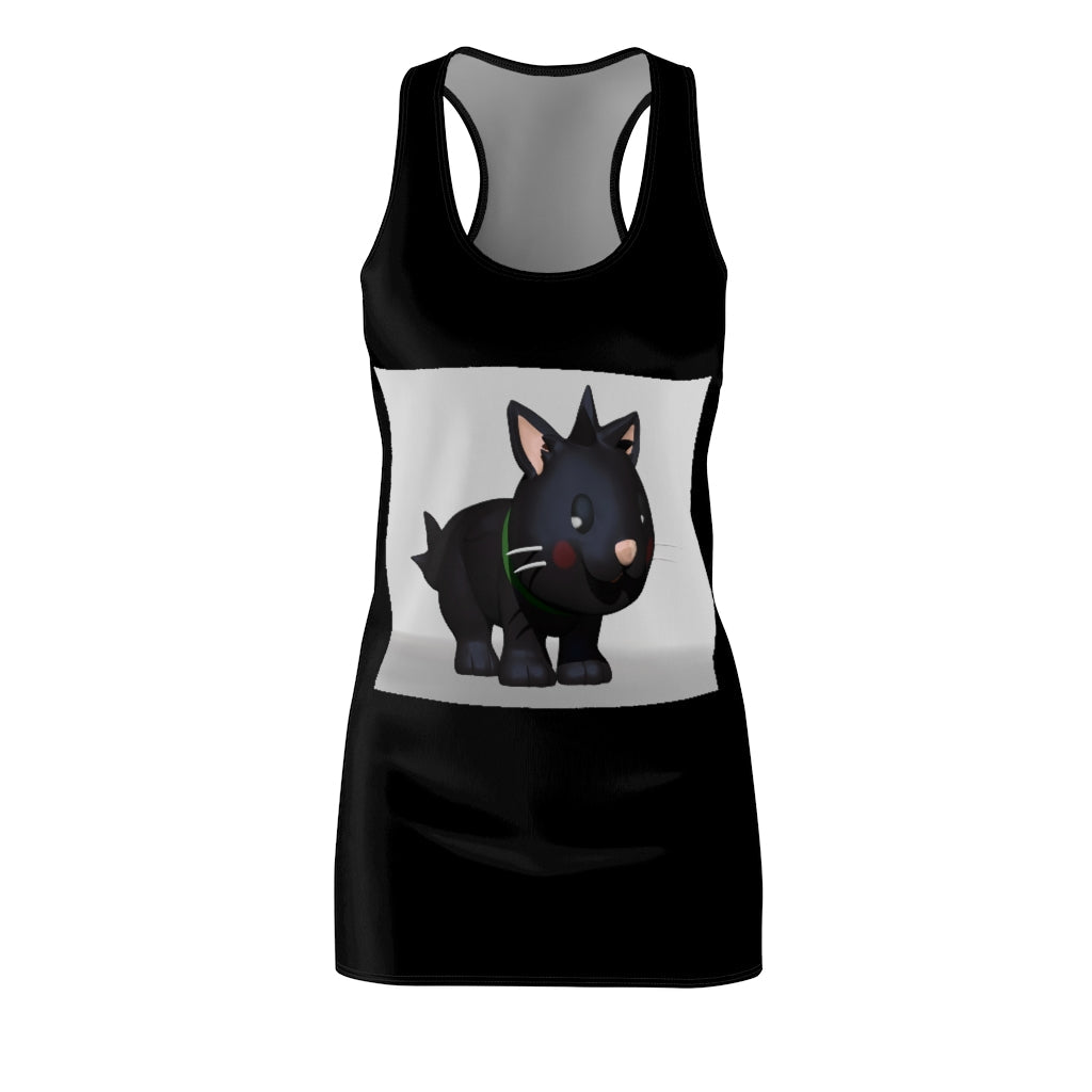 Black Kitty Women's Cut & Sew Racerback Dress featuring a stylish design and comfortable fit, perfect for various occasions.