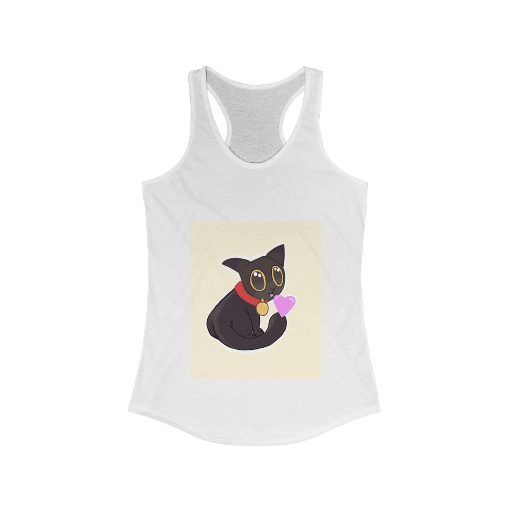 Black Kitty Women's Ideal Racerback Tank featuring a stylish slim fit and racerback design, perfect for casual wear.