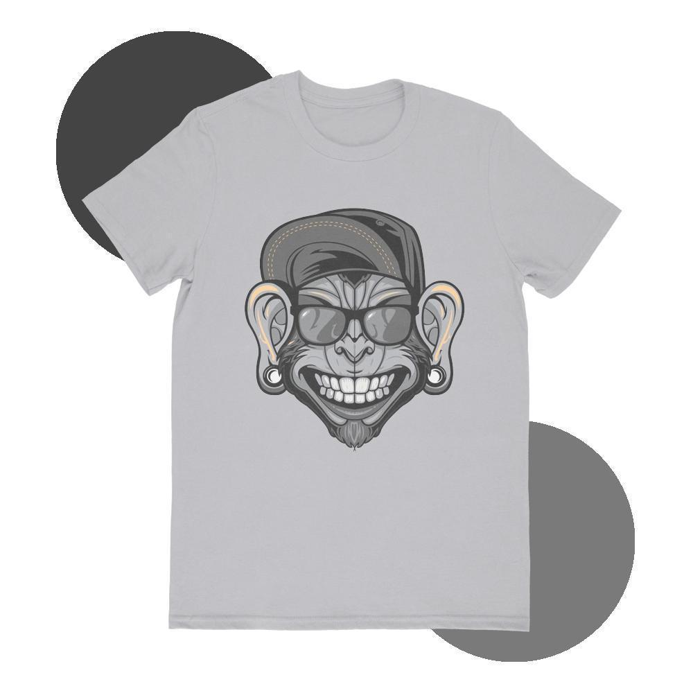 Black Monkey T-shirt made of 100% cotton with a unique artistic design, featuring half sleeves and a comfortable fit.