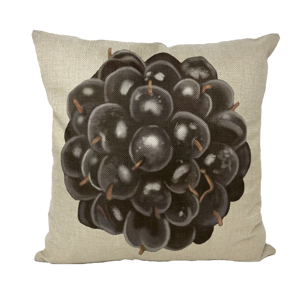 Stylish BlackBerry Throw Pillows in various materials including linen, canvas, and suede, showcasing vibrant colors and textures.