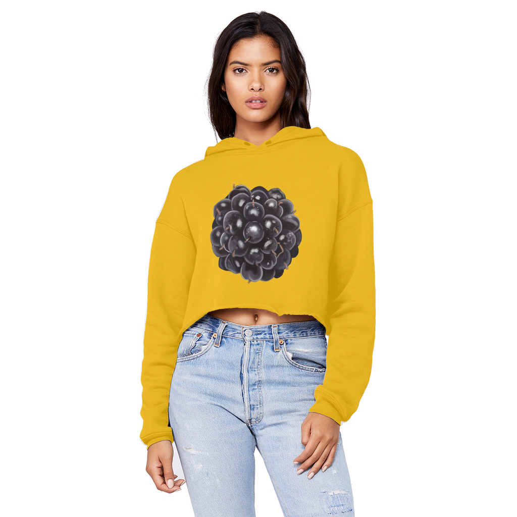 BlackBerry Unisex Cropped Raw Edge Boyfriend Hoodie in a stylish design, featuring a raw edge hem and double fabric hood, perfect for casual wear.