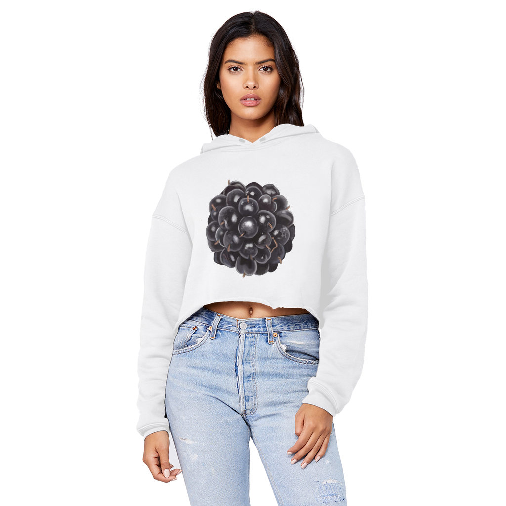 BlackBerry Unisex Cropped Raw Edge Boyfriend Hoodie in a stylish design, featuring a raw edge hem and double fabric hood, perfect for casual wear.