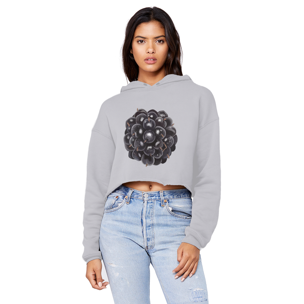 BlackBerry Unisex Cropped Raw Edge Boyfriend Hoodie in a stylish design, featuring a raw edge hem and double fabric hood, perfect for casual wear.