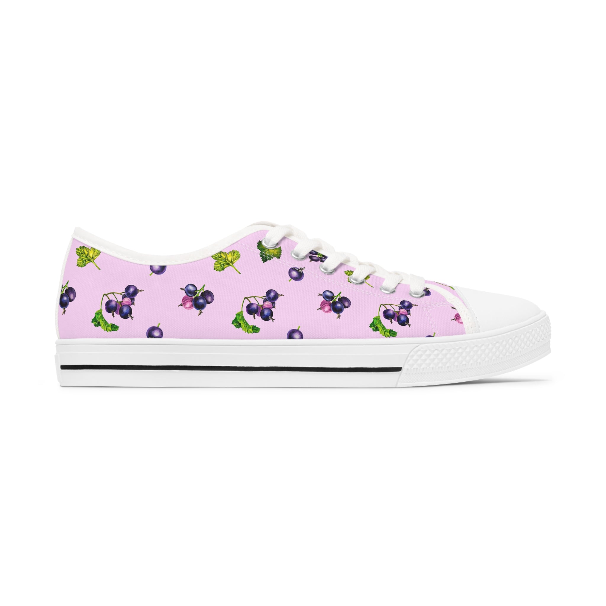 Blackcurrant Women's Low Top Sneakers featuring breathable canvas, memory foam insoles, and customizable designs.