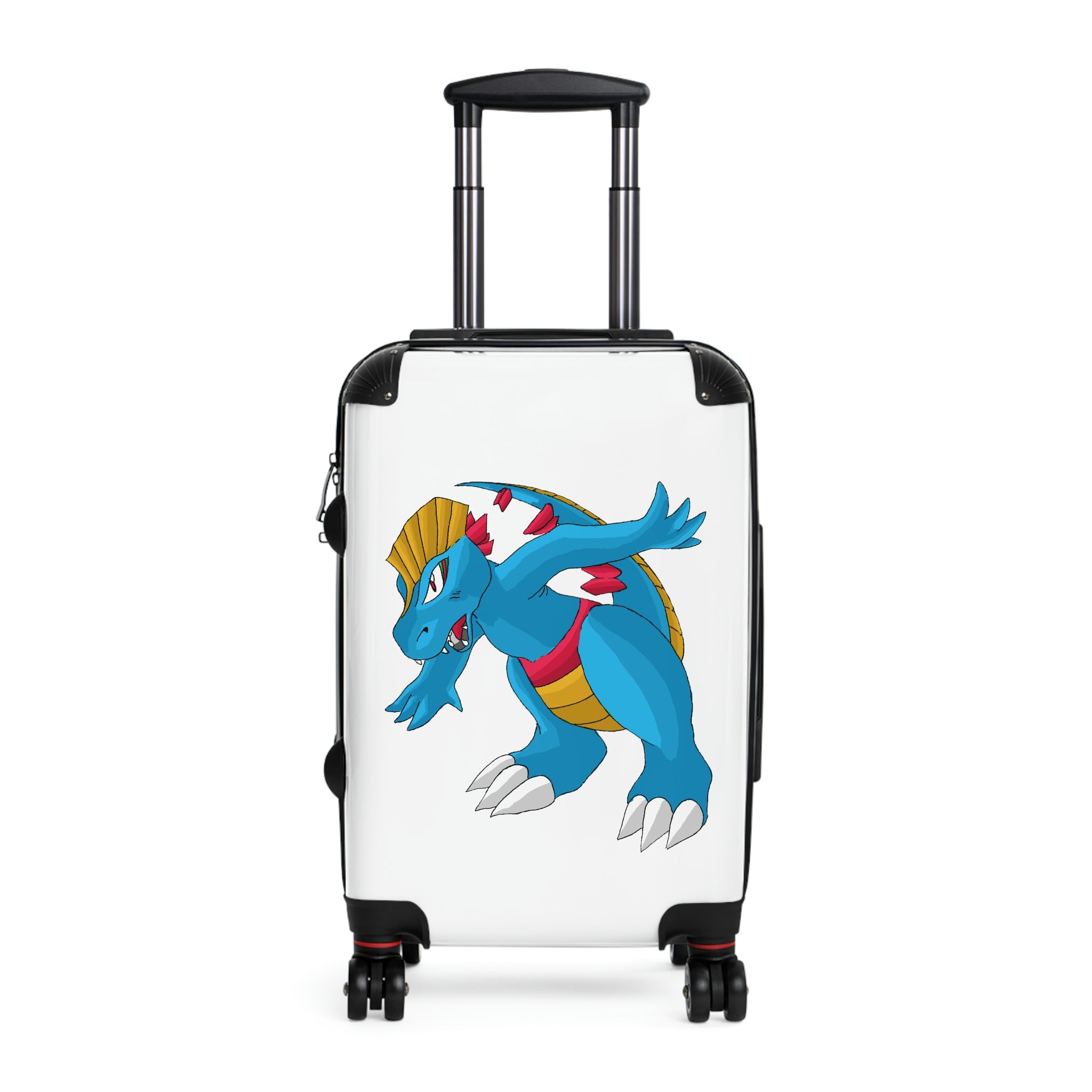 Blastdile Cabin Suitcase featuring a personalized design, lightweight polycarbonate front, and ABS back hard-shell with 360° swivel wheels.