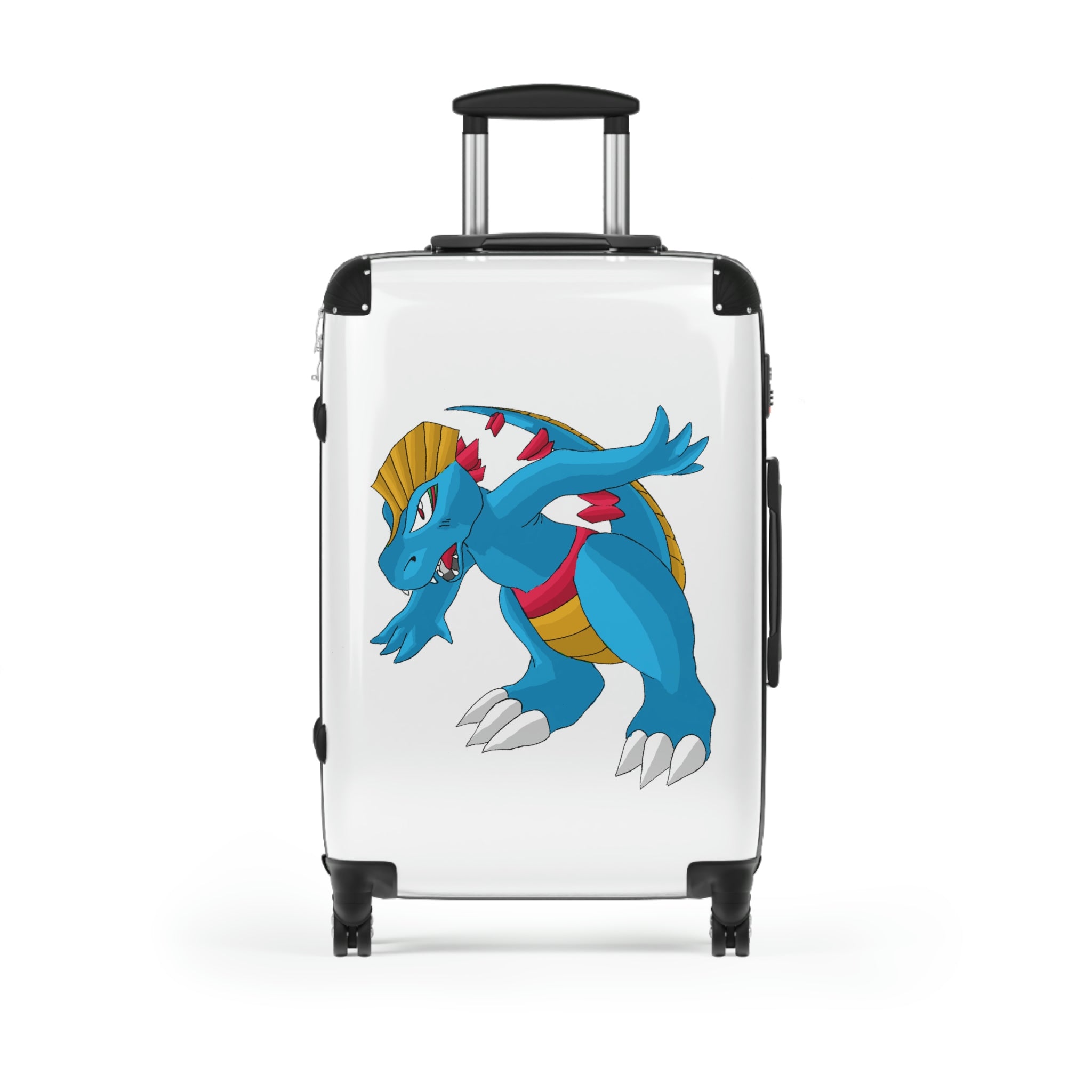 Blastdile Cabin Suitcase featuring a personalized design, lightweight polycarbonate front, and ABS back hard-shell with 360° swivel wheels.