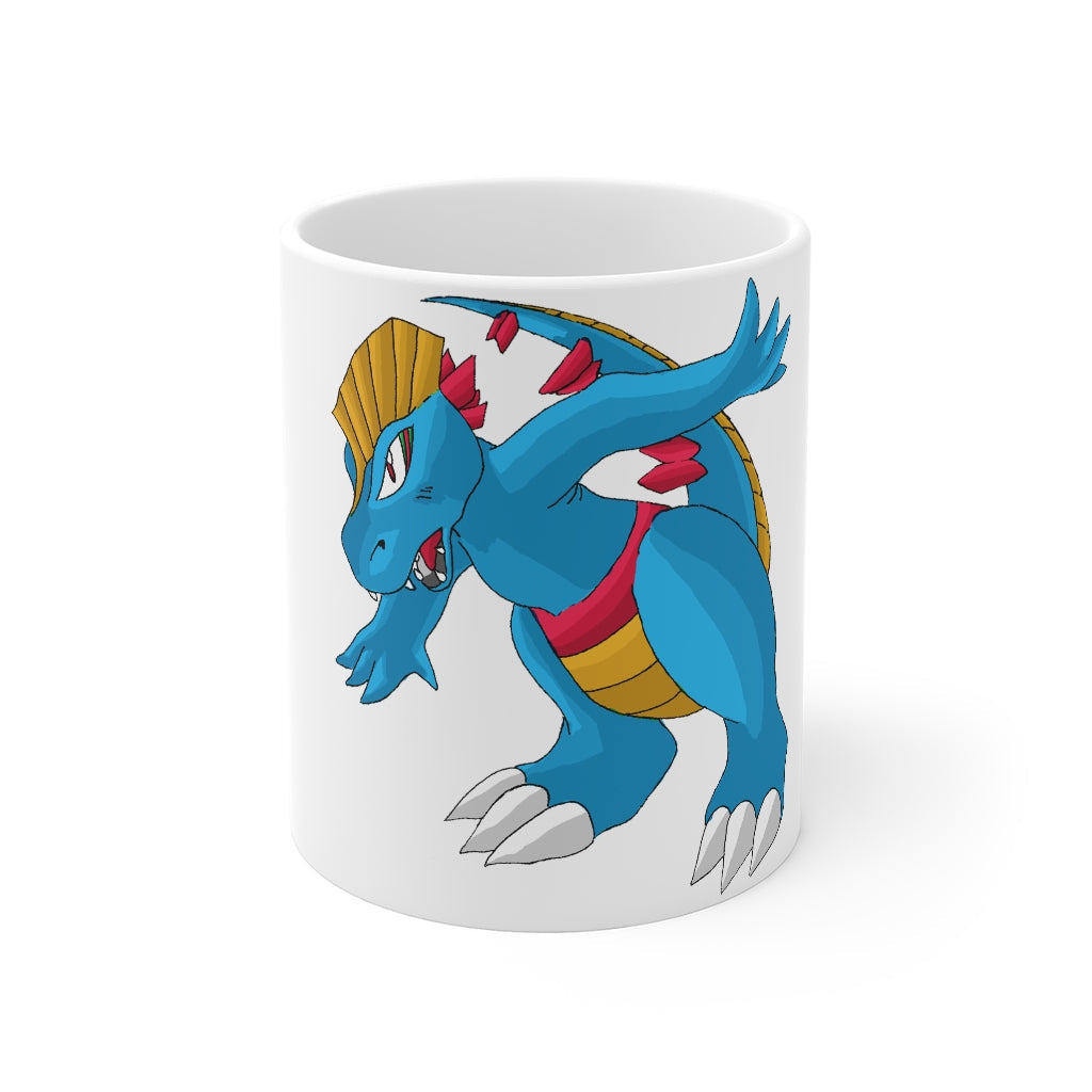 Blastdile Mug 11oz in white ceramic with rounded corners and C-handle, perfect for coffee, tea, and hot chocolate.