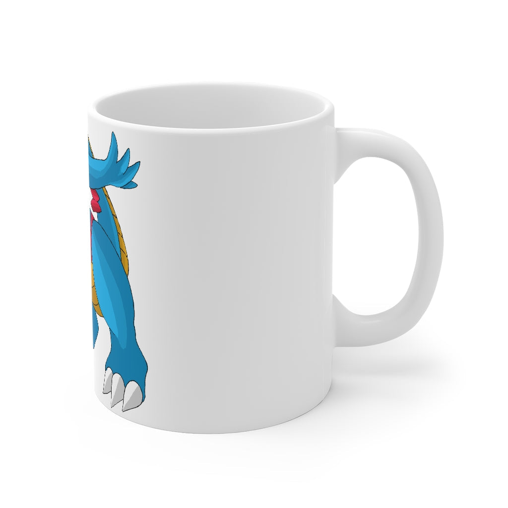 Blastdile Mug 11oz in white ceramic with rounded corners and C-handle, perfect for coffee, tea, and hot chocolate.