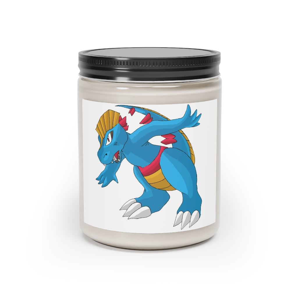 Blastdile Scented Candle in a glass container, featuring a warm Cinnamon Stick and Vanilla fragrance, hand-poured with vegan soy coconut wax.