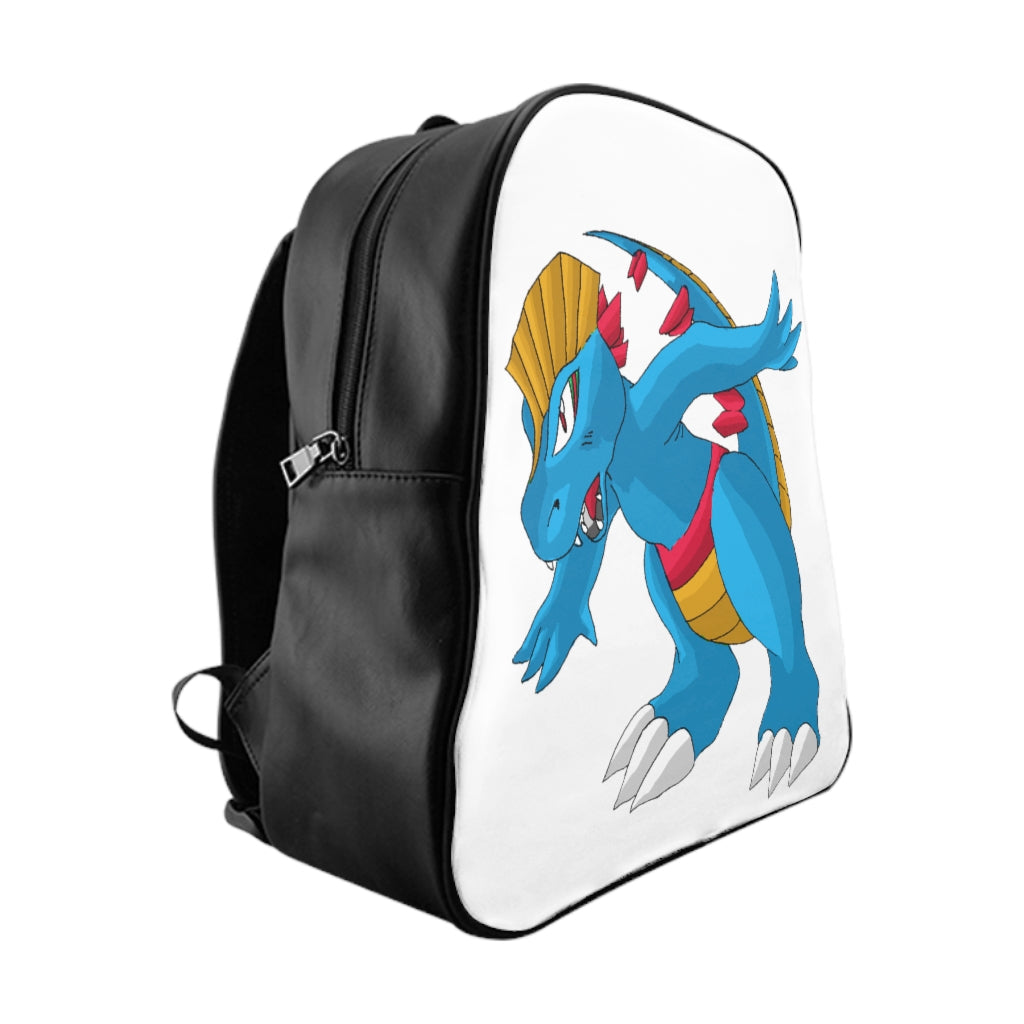 Blastdile School Backpack made of PU leather with chocolate brown lining, featuring padded back and multiple inside pockets.