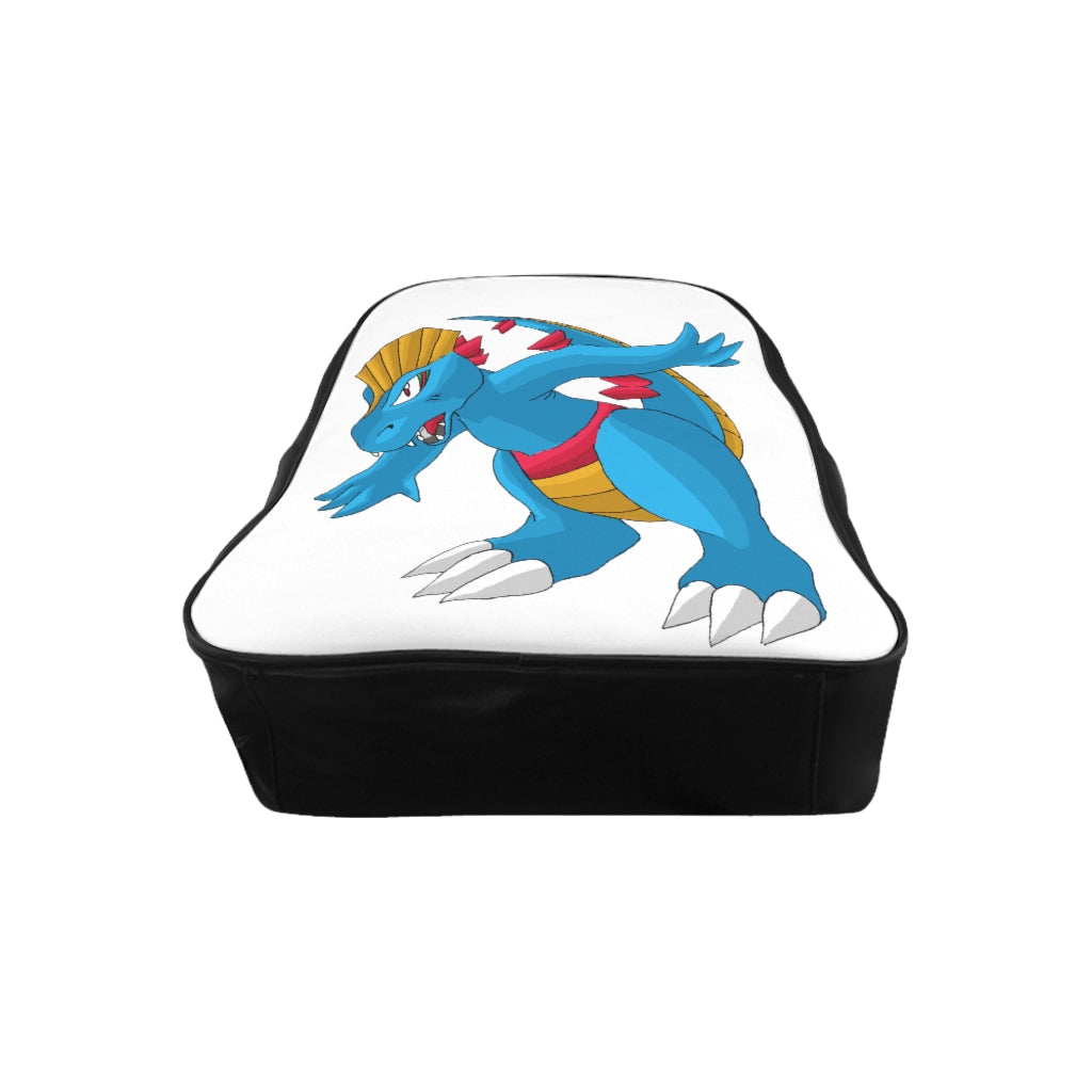 Blastdile School Backpack made of PU leather with chocolate brown lining, featuring padded back and multiple inside pockets.