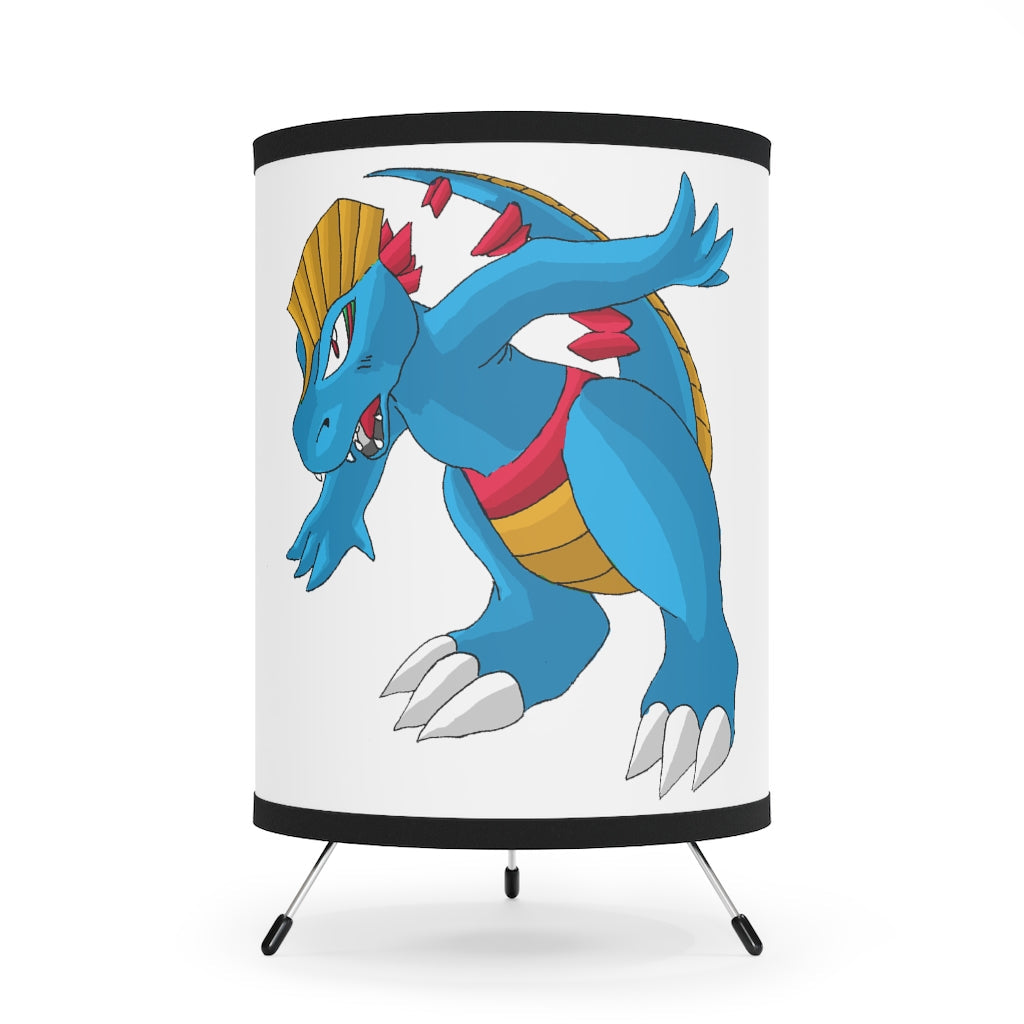 Blastdile Tripod Lamp featuring a galvanized steel base and custom high-resolution printed shade, ideal for home decor.