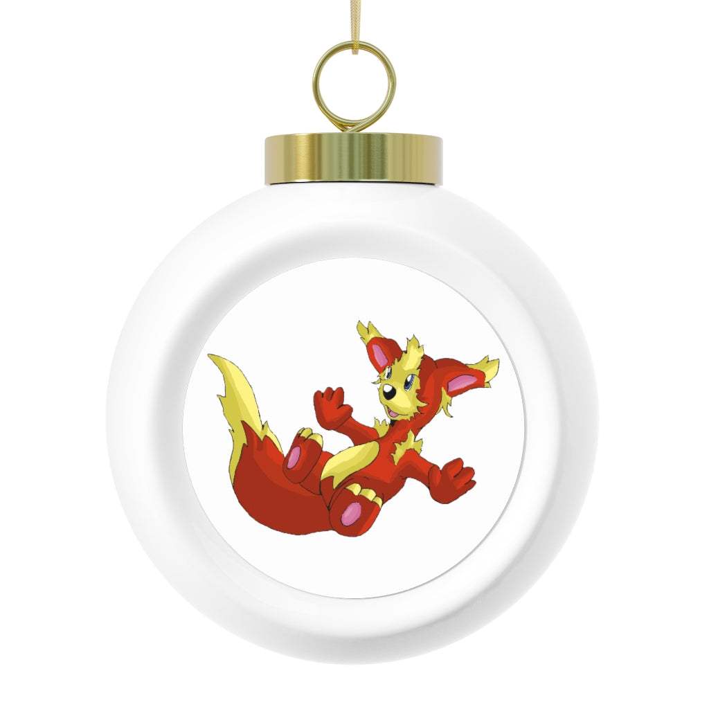 Blazeon Christmas Ball Ornament with glossy finish and gold ribbon, featuring a vintage design and custom metal insert.