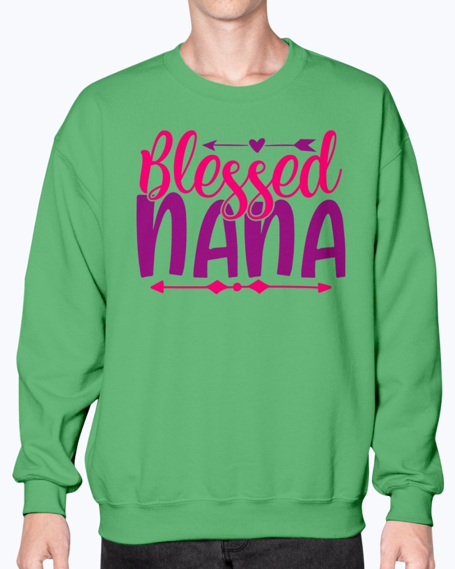 A cozy Blessed Nana baby sweatshirt in soft fleece knit, featuring a stylish crew neck and durable stitching, perfect for little ones.