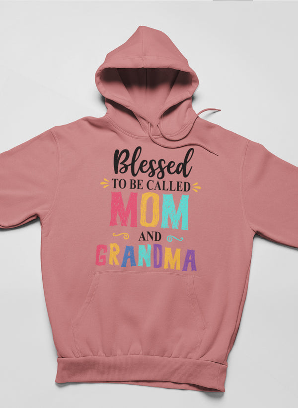 Cozy Blessed To Be Called Mom and Grandma Hoodie in a stylish design, featuring an adjustable hood and banded cuffs.