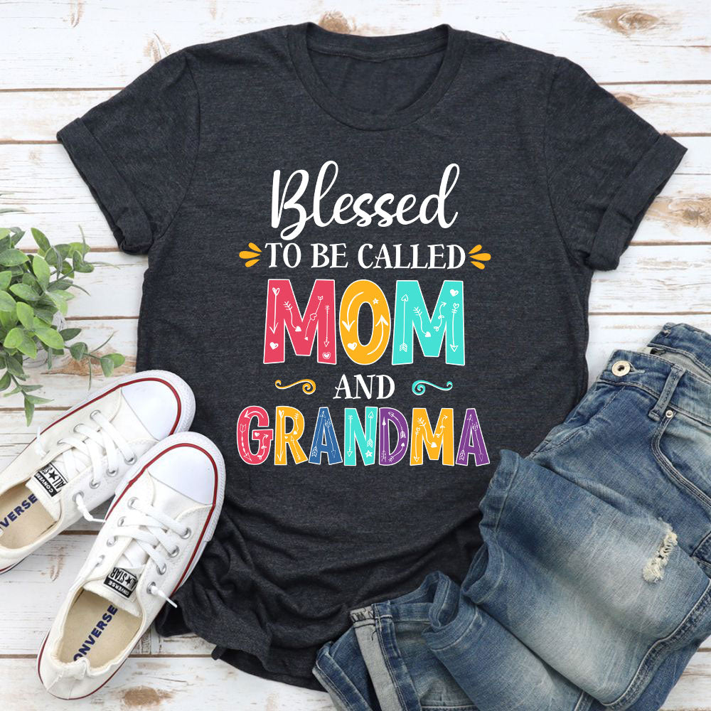 A soft and durable Blessed To Be Called Mom and Grandma T-Shirt, showcasing its comfortable fit and stylish design.