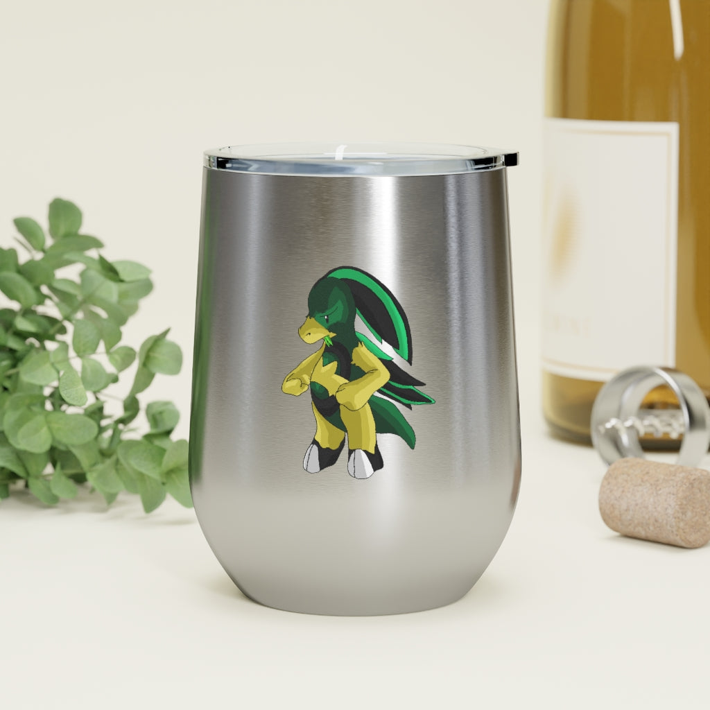 Bliblax 12oz Insulated Wine Tumbler with clear lid, showcasing its sleek stainless steel design and double-wall insulation.