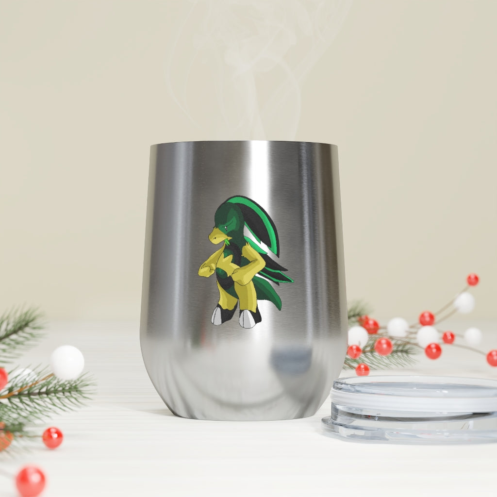 Bliblax 12oz Insulated Wine Tumbler with clear lid, showcasing its sleek stainless steel design and double-wall insulation.