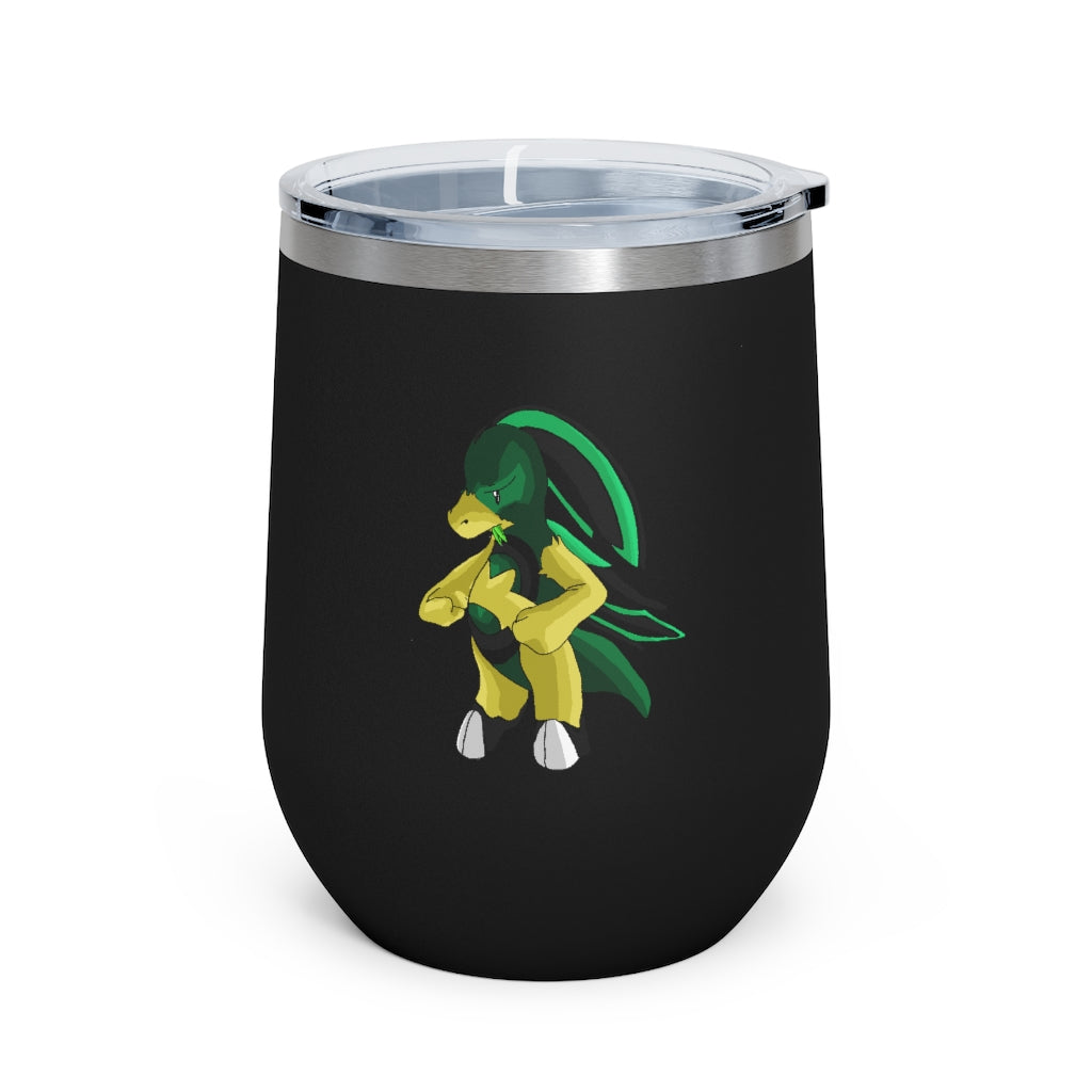 Bliblax 12oz Insulated Wine Tumbler with clear lid, showcasing its sleek stainless steel design and double-wall insulation.