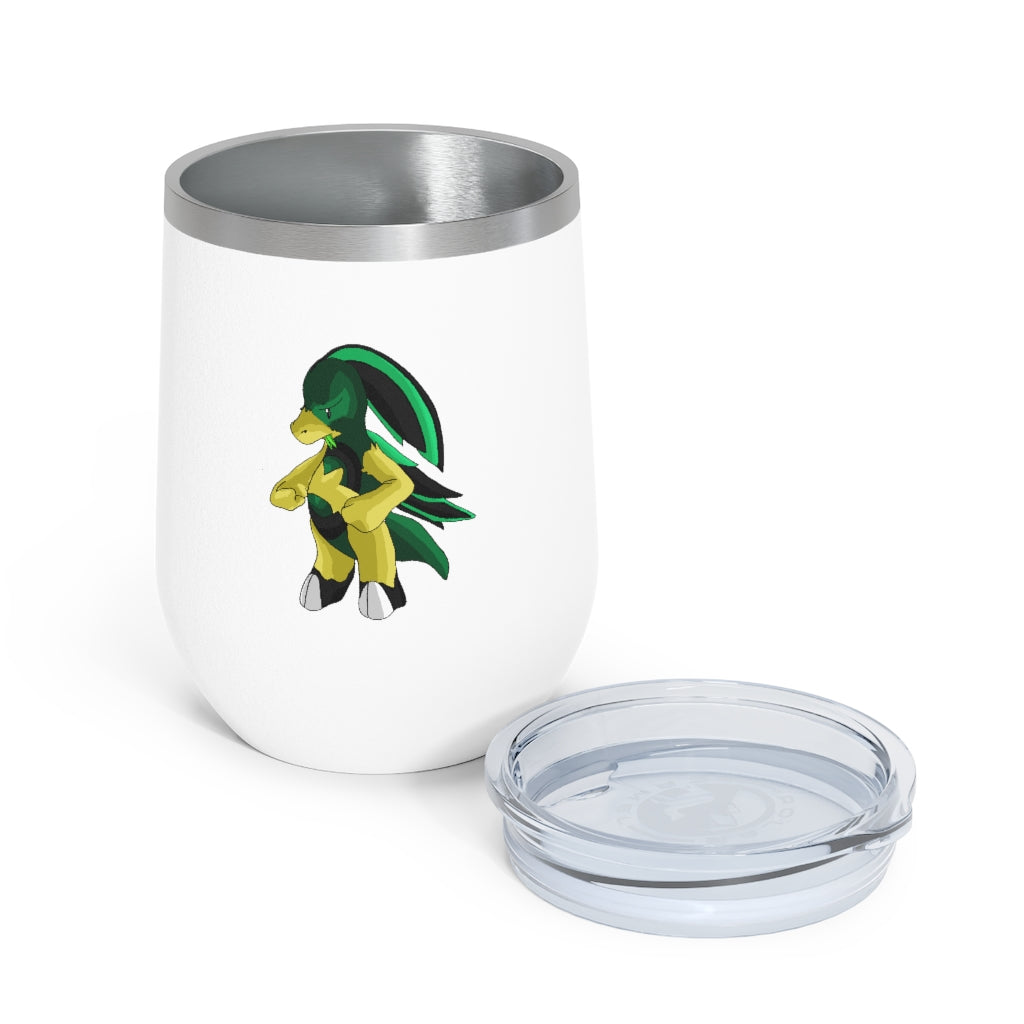 Bliblax 12oz Insulated Wine Tumbler with clear lid, showcasing its sleek stainless steel design and double-wall insulation.