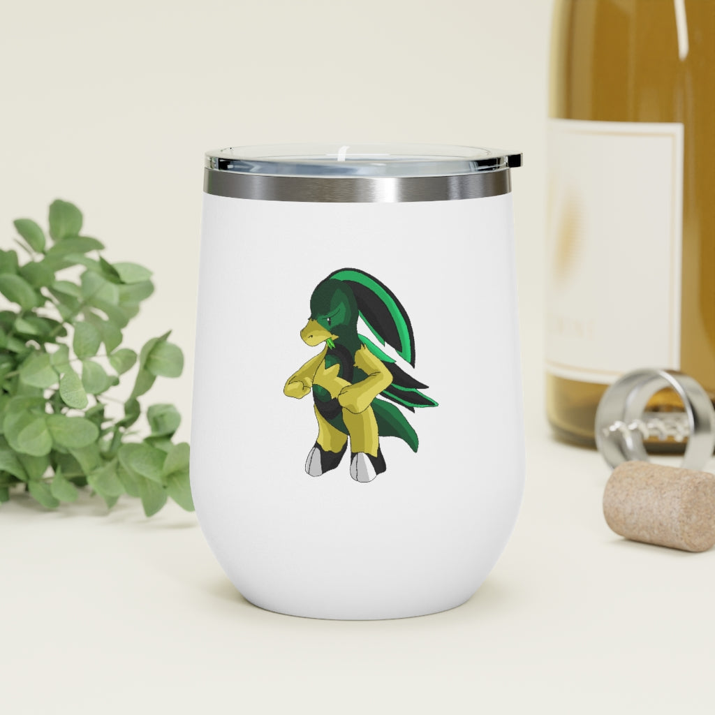 Bliblax 12oz Insulated Wine Tumbler with clear lid, showcasing its sleek stainless steel design and double-wall insulation.