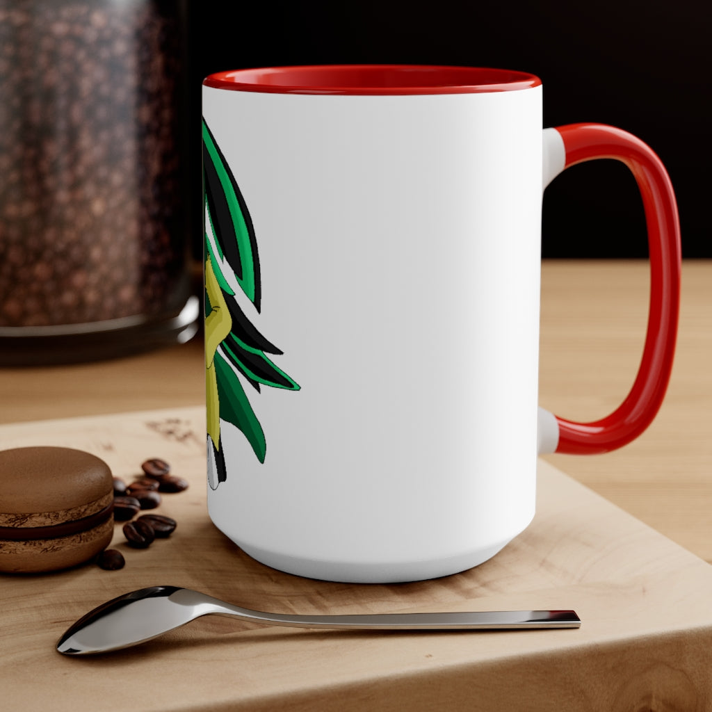 Bliblax Accent Mug featuring a two-tone design with a white exterior and colored interior, available in red, pink, and black options.