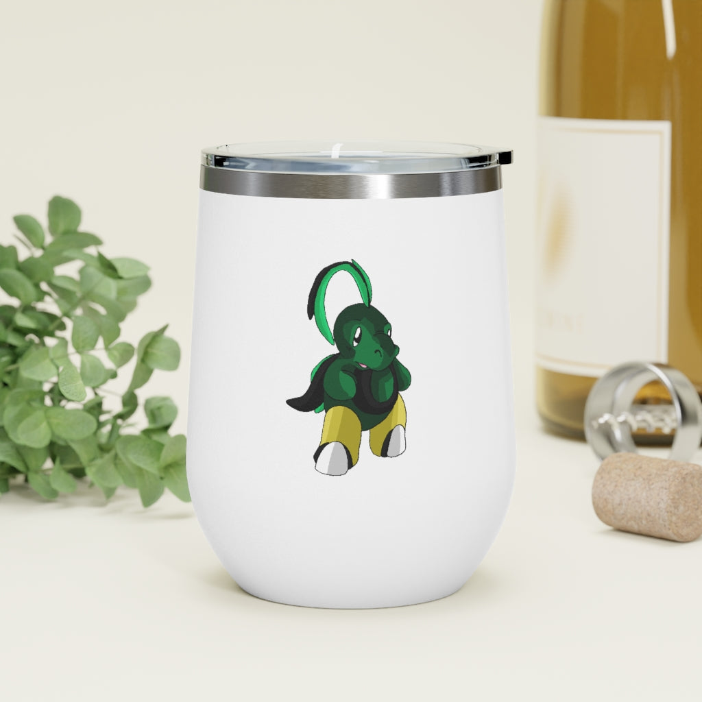 Bliscor 12oz Insulated Wine Tumbler with clear lid, showcasing a sleek stainless steel design.