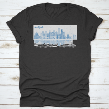 A stylish Blue Busy City t-shirt featuring the text 'New York', made from soft cotton fabric, perfect for casual wear.