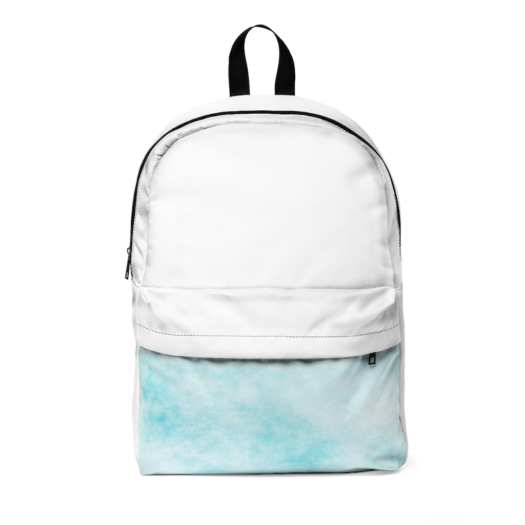 Blue Clouds Unisex Classic Backpack featuring a vibrant cloud design, adjustable straps, and durable nylon material, perfect for daily use.