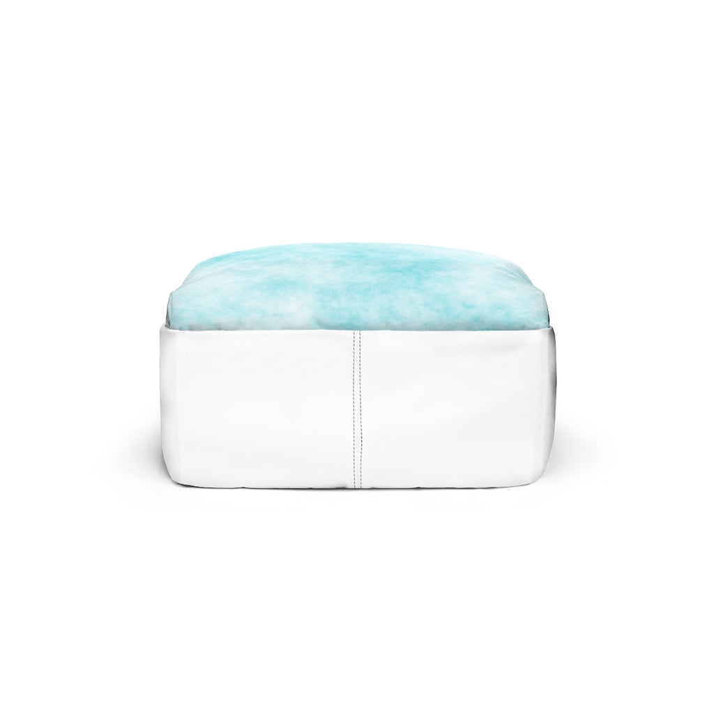 Blue Clouds Unisex Classic Backpack featuring a vibrant cloud design, adjustable straps, and durable nylon material, perfect for daily use.