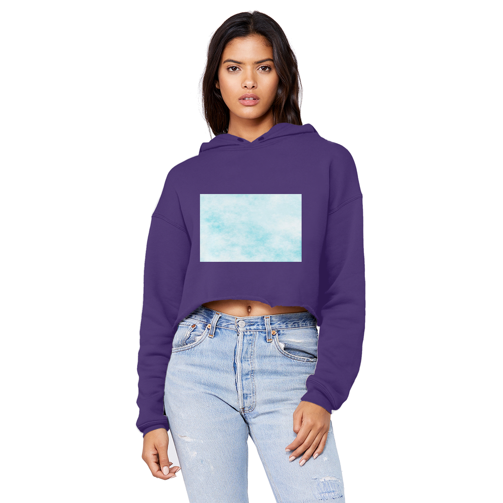 Blue Clouds Unisex Cropped Raw Edge Boyfriend Hoodie featuring a trendy cropped design and soft fabric, perfect for casual wear.